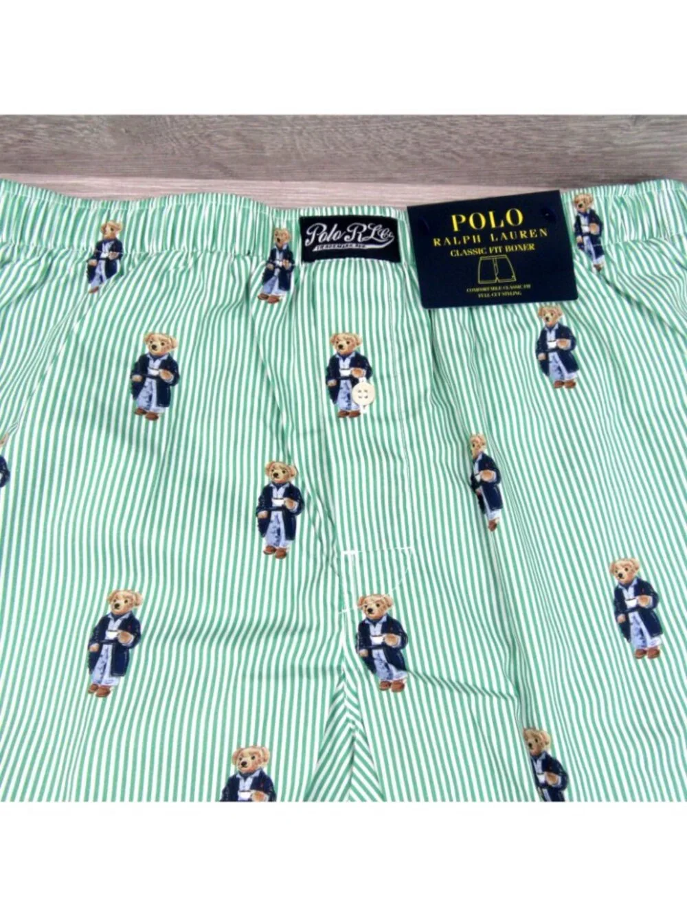 Polo Ralph Lauren Striped Morning Bear Boxer Shorts Men's Size Medium NEW